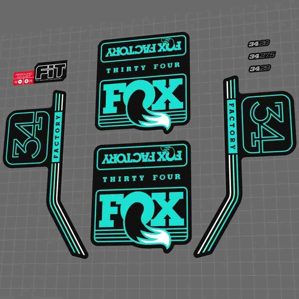 FOX(フォックス)FACTORY(ファクトリー)34フロントサスペンションフォークステッカーセット(2016/ターコイズ)