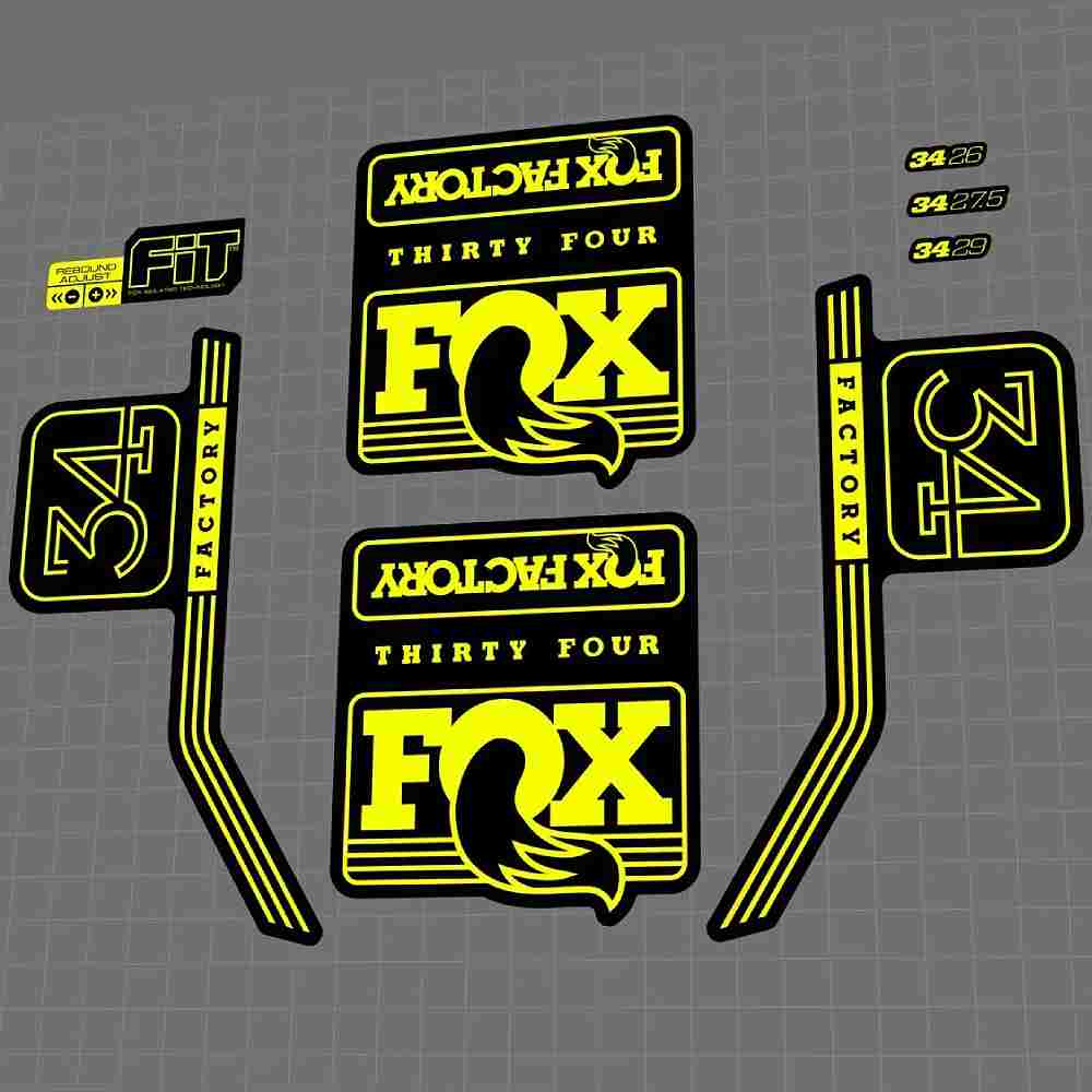 FOX(フォックス)FACTORY(ファクトリー)34フロントサスペンションフォークステッカーセット(2016/イエロー)