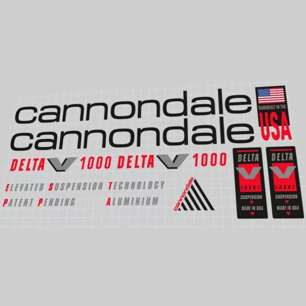 cannondale(キャノンデール)DELTA(デルタ)V1000フレームステッカーセット(1992/ブラック/レッド/グレー)