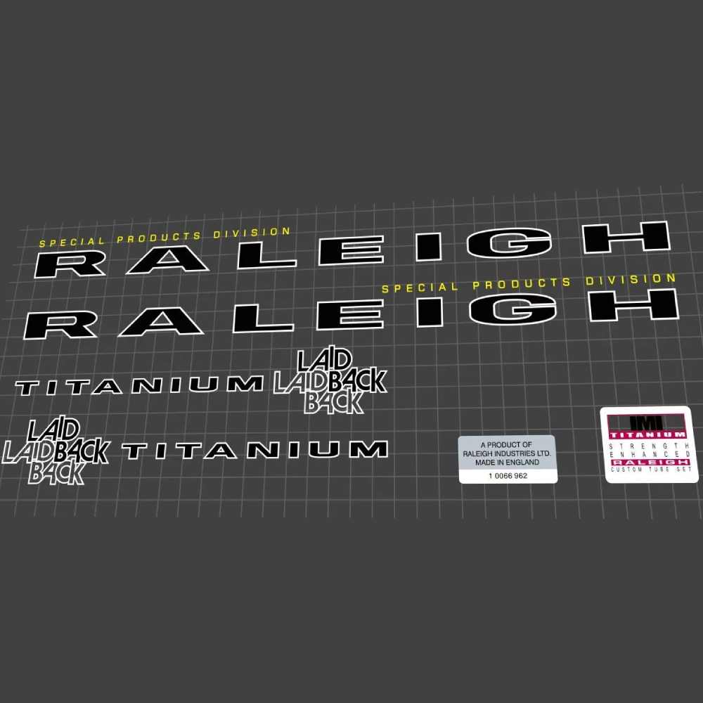 RALEIGH(ラーレー)TITANIUM SPECIAL(チタニウムスペシャル)フレームステッカーセット(1996/ブラック/ホワイトアウトライン)