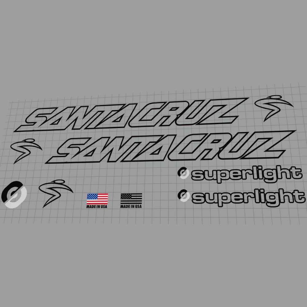SANTA CRUZ(サンタクルーズ)superlight(スーパーライト)2フレームステッカーセット(2002/ブラックアウトライン)