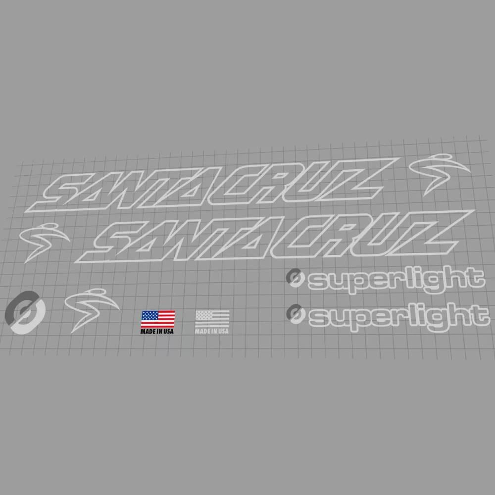 SANTA CRUZ(サンタクルーズ)superlight(スーパーライト)2フレームステッカーセット(2002/シルバーアウトライン)