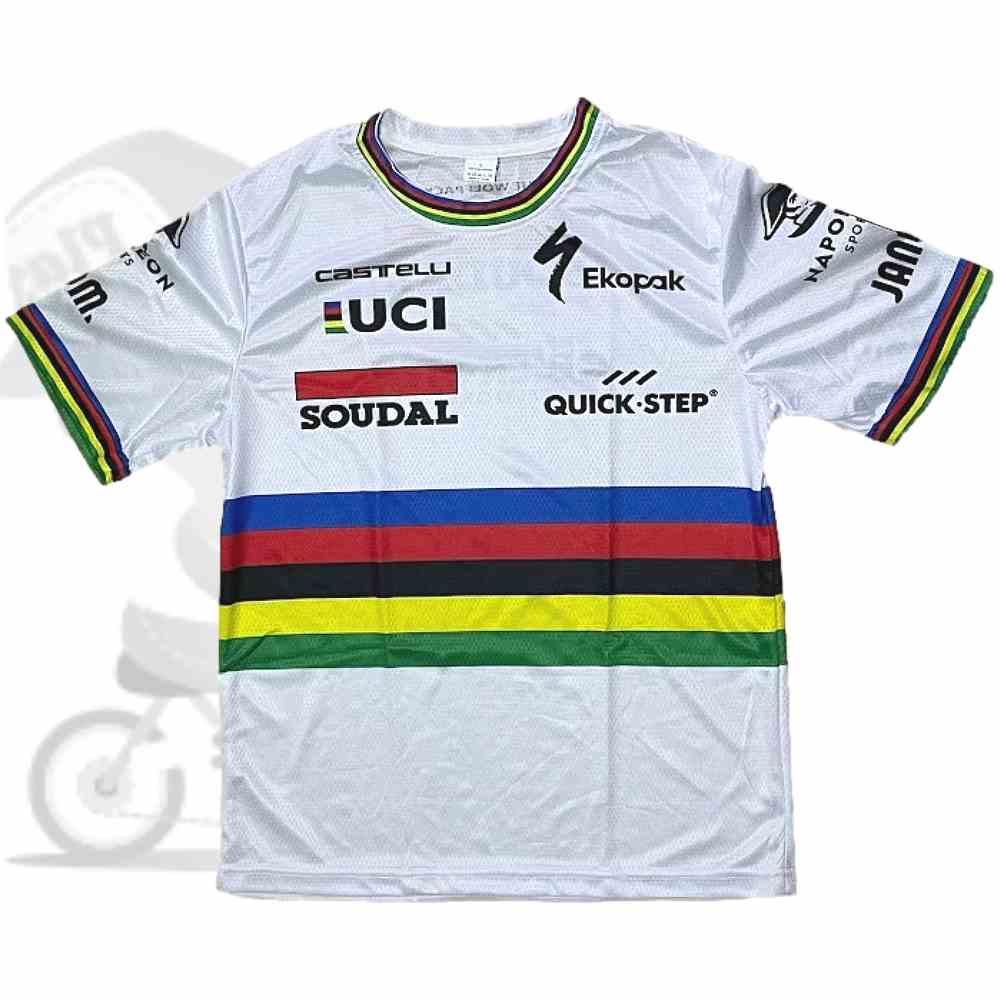 SOUDAL QUICK STEP(スーダル クイックステップ)チームテクニカルシャツ(ホワイト/ワールドチャンピオン仕様)