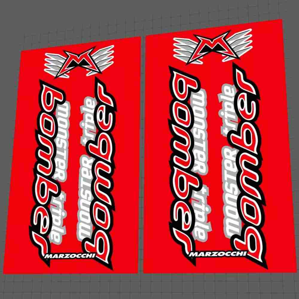MARZOCCHI(マルゾッキ)bomber monster triple(ボンバーモンスタートリプル)フロントサスペンションフォークステッカーセット(2001)