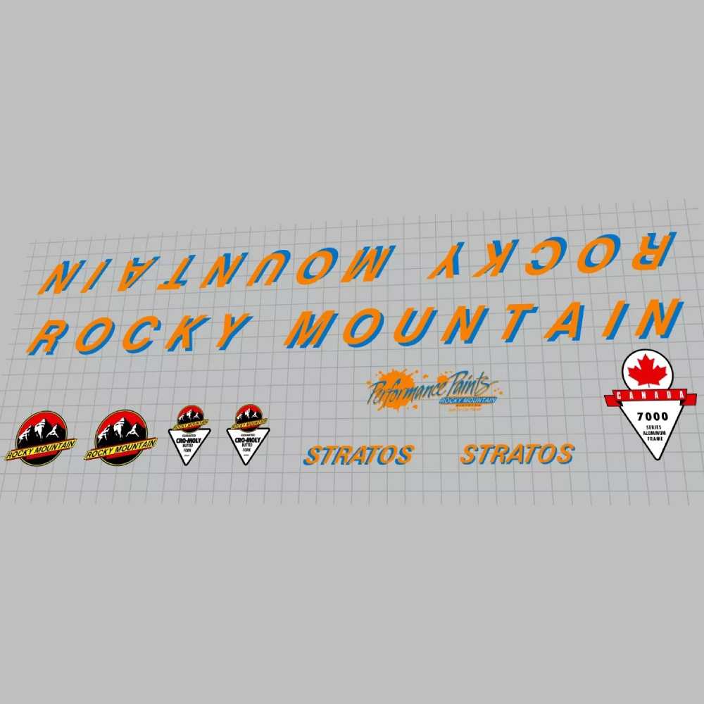 ROCKY MOUNTAIN(ロッキーマウンテン)STRATOS(ストラトス)フレームステッカーセット(1992/オレンジ/ブルー)