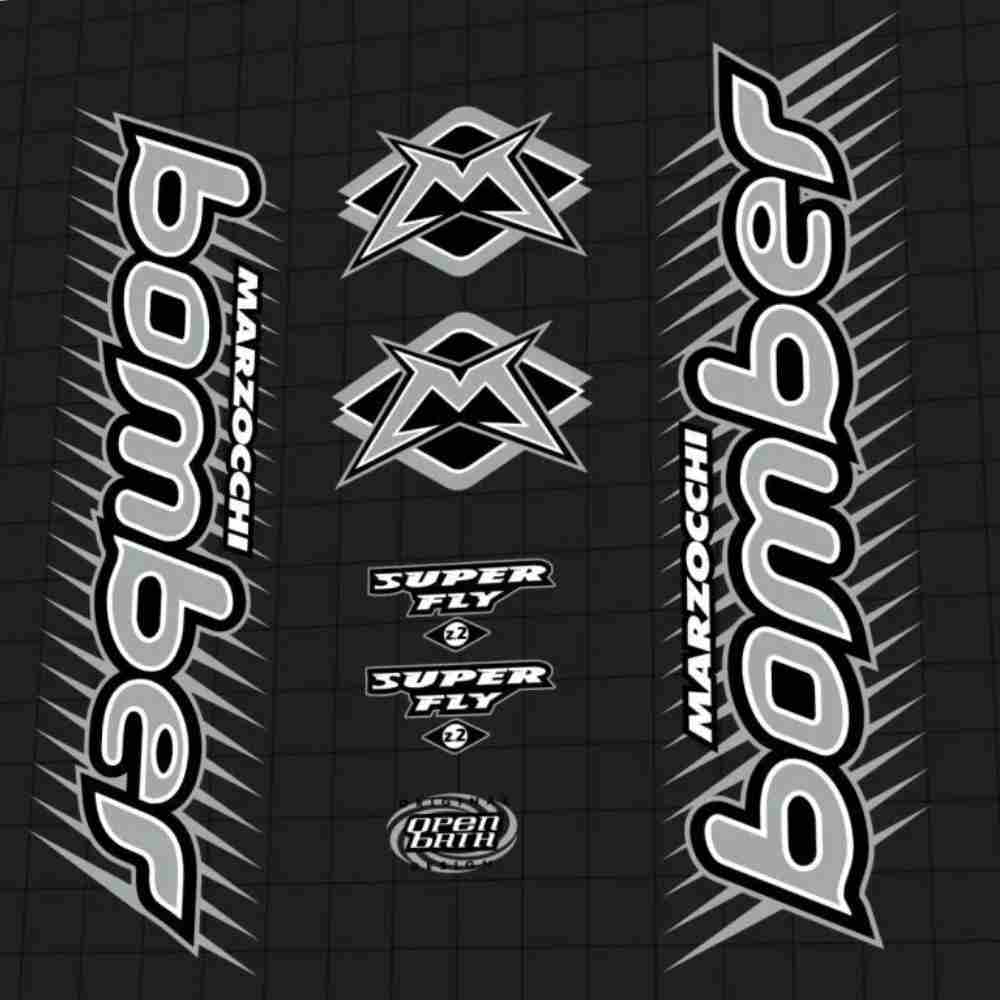 MARZOCCHI(マルゾッキ)bomber SUPERFLY(ボンバースーパーフライ)Z2フロントサスペンションフォークステッカーセット(1999/シルバー)