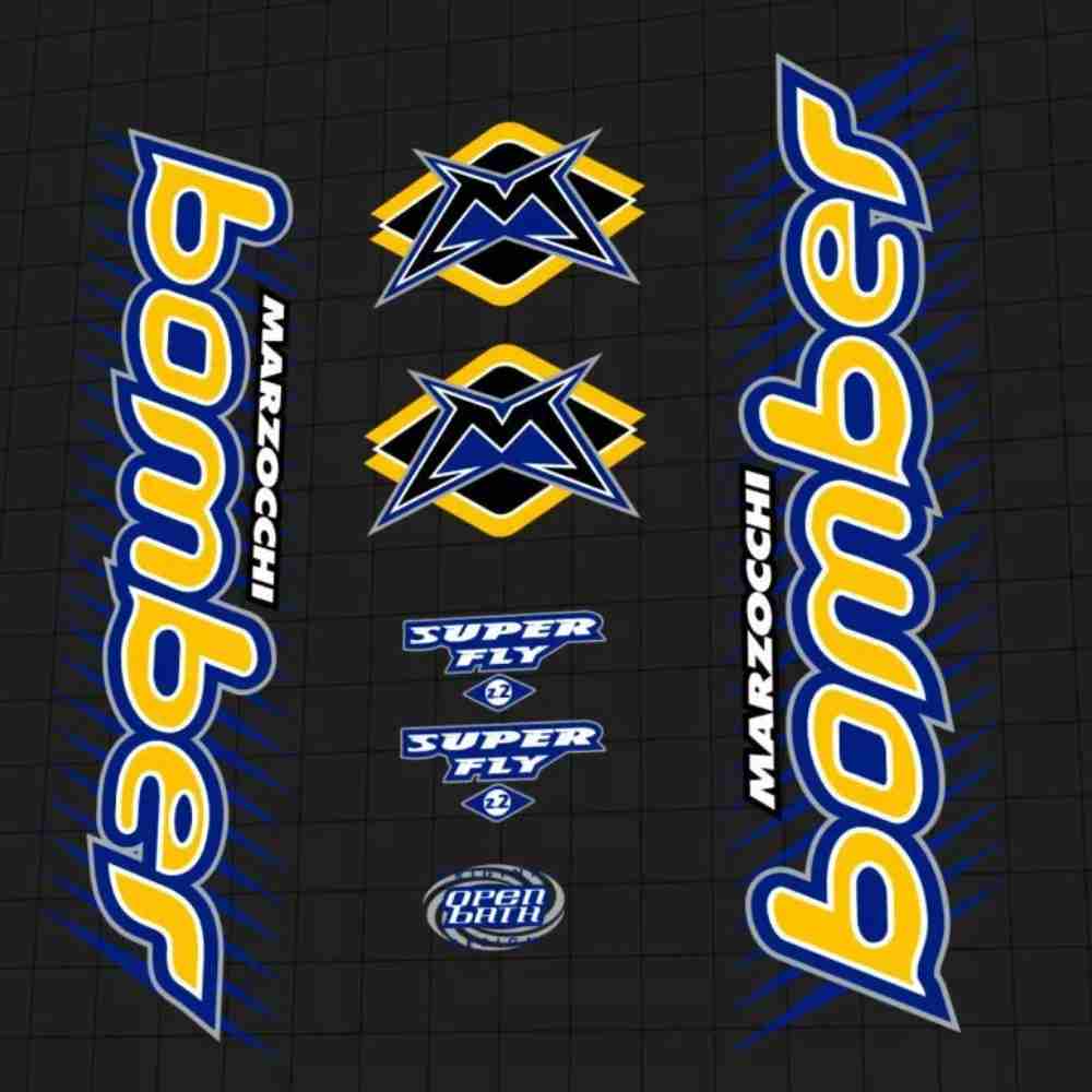 MARZOCCHI(マルゾッキ)bomber SUPERFLY(ボンバースーパーフライ)Z2フロントサスペンションフォークステッカーセット(1999/イエロー)