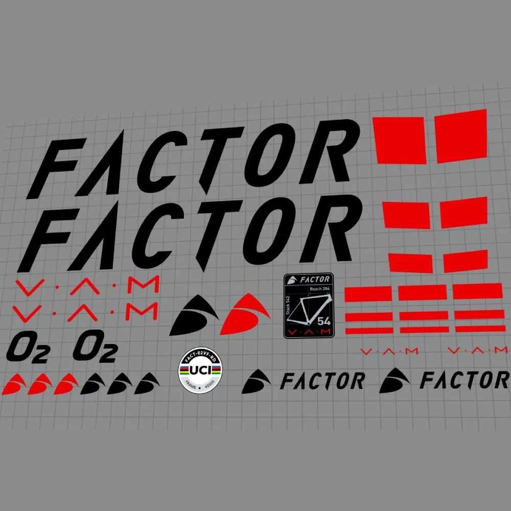FACTOR(ファクター)O2 VAM(オーツーヴァム)フレームステッカーセット(2019/ブラック/レッド)