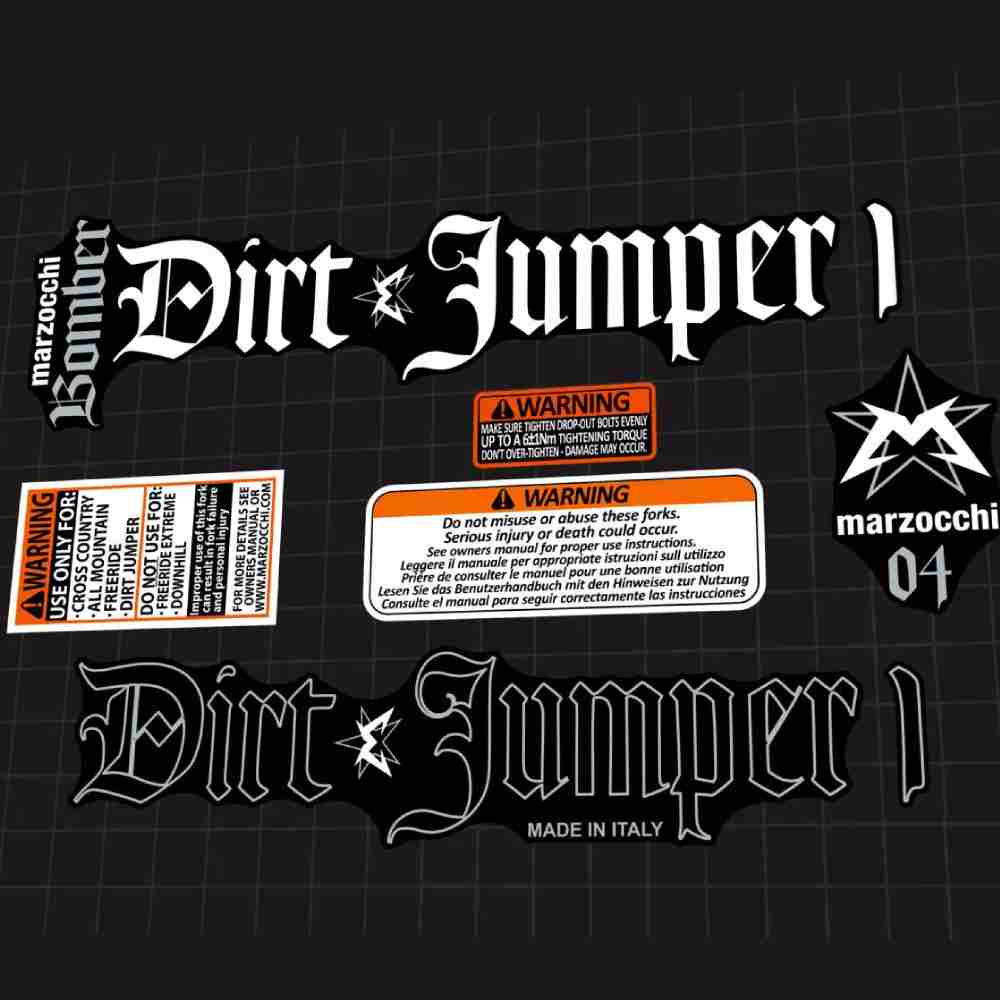 MARZOCCHI(マルゾッキ)bomber(ボンバー)Dirt Jumper(ダートジャンパー)1フロントサスペンションフォークステッカーセット(2004/ホワイト)
