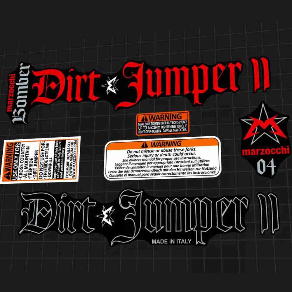 MARZOCCHI(マルゾッキ)bomber(ボンバー)Dirt Jumper(ダートジャンパー)2フロントサスペンションフォークステッカーセット(2004/レッド)