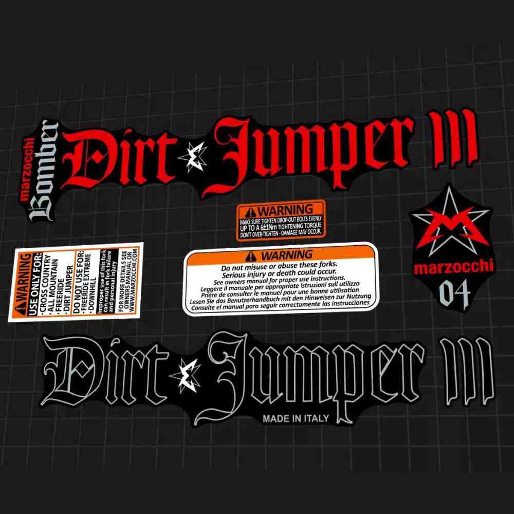 MARZOCCHI(マルゾッキ)bomber(ボンバー)Dirt Jumper(ダートジャンパー)3フロントサスペンションフォークステッカーセット(2004/レッド)