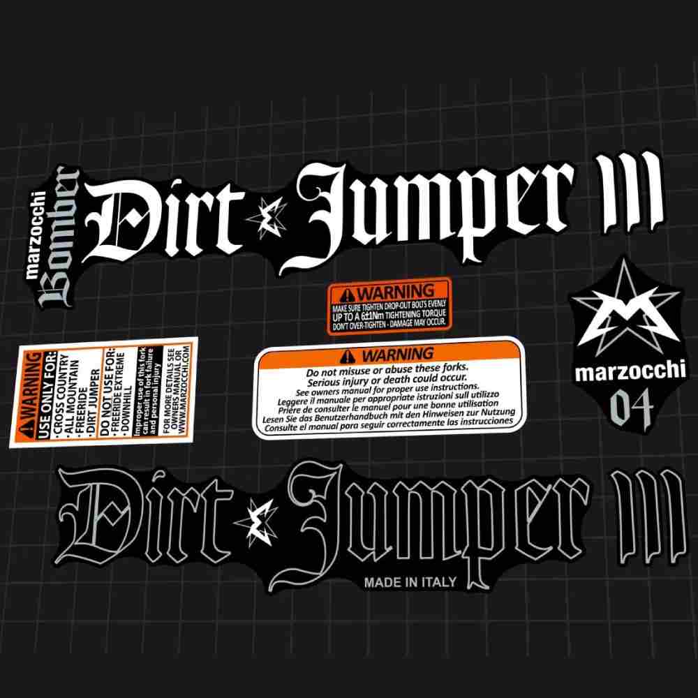 MARZOCCHI(マルゾッキ)bomber(ボンバー)Dirt Jumper(ダートジャンパー)3フロントサスペンションフォークステッカーセット(2004/ホワイト)