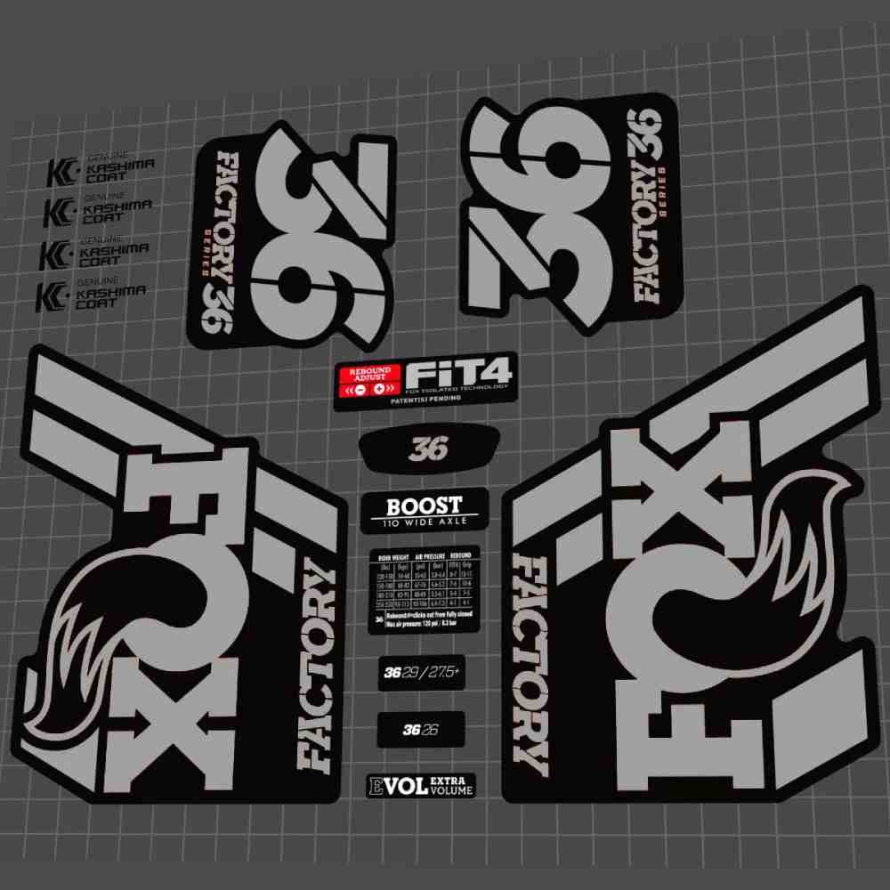 FOX(フォックス)FACTORY(ファクトリー)36フロントサスペンションフォークステッカーセット(2018/グレー)