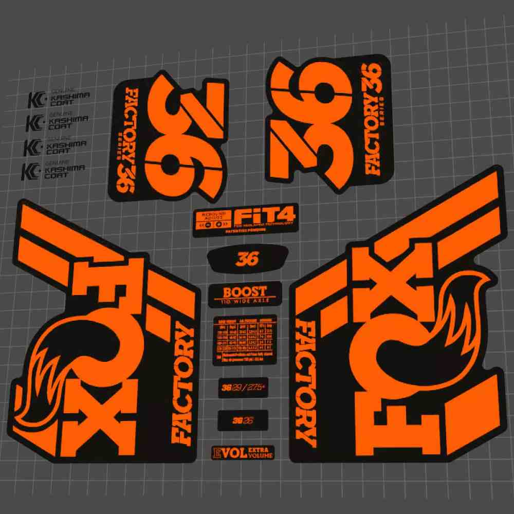 FOX(フォックス)FACTORY(ファクトリー)36フロントサスペンションフォークステッカーセット(2018/オレンジ)