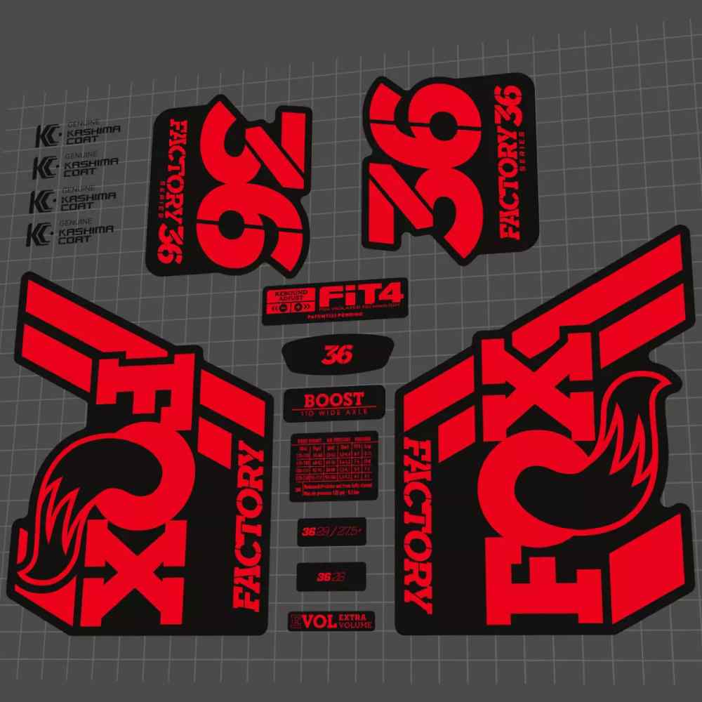 FOX(フォックス)FACTORY(ファクトリー)36フロントサスペンションフォークステッカーセット(2018/レッド)