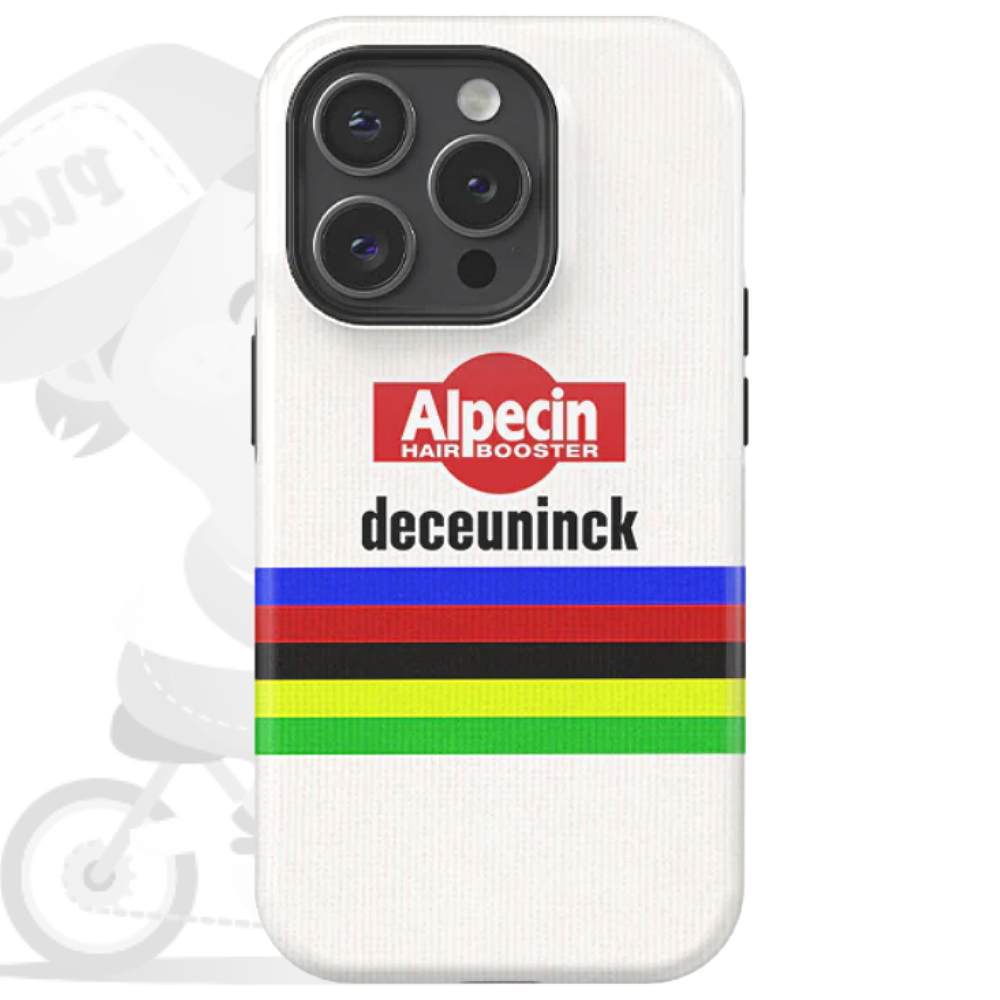 Alpecin-Deceuninck(アルペシンドゥクーニンク)iPhoneカバー(Alpecin-Deceuninck・iPhoneカバー(Mathieu van der Poel(マチューファンデルプール)2024 World Champion仕様/Bデザイン)