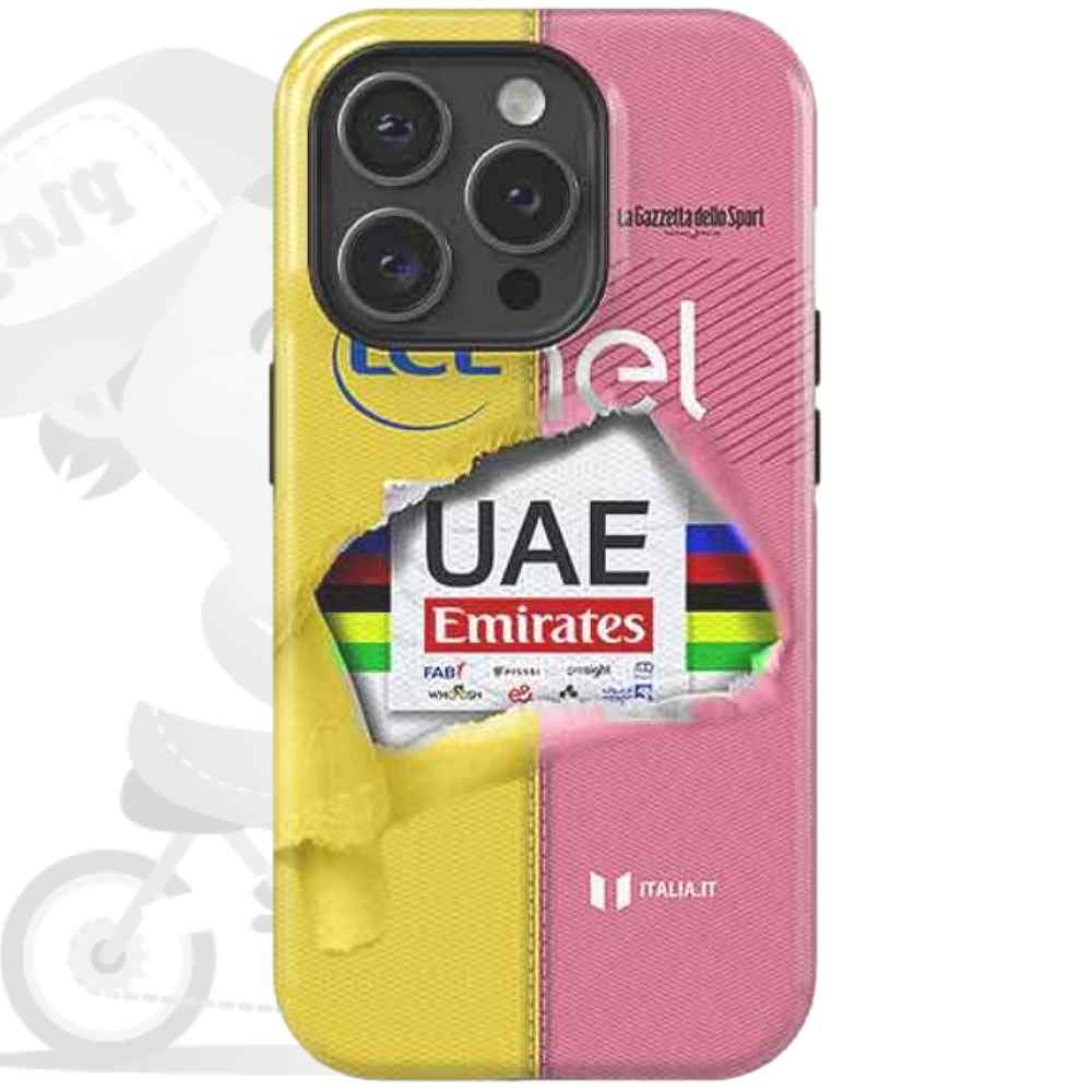 UAE Team Emirates(ユーエーイーチームエミレーツ)iPhoneカバー(Tadej Pogacar(タジェイポガチャル)2024 Triple Crown(トリプルクラウン)Aデザイン)