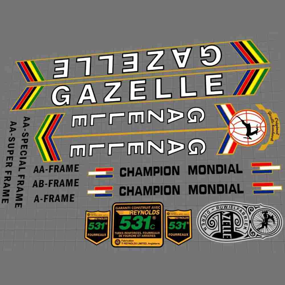 GAZELLE(ガゼール)CHAMPION MONDIAL(チャンピオンモンディアル)フレームステッカーセット