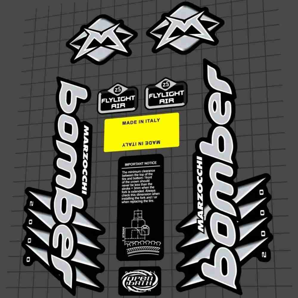 MARZOCCHI(マルゾッキ)bomber(ボンバー)FLYLIGHT AIR(フライライトエアー)Z5フロントサスペンションフォークステッカーセット(2000)