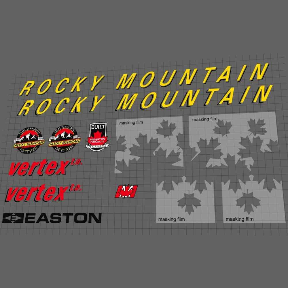 ROCKY MOUNTAIN(ロッキーマウンテン)vertex(バーテックス)t.o.フレームステッカーセット(1996)
