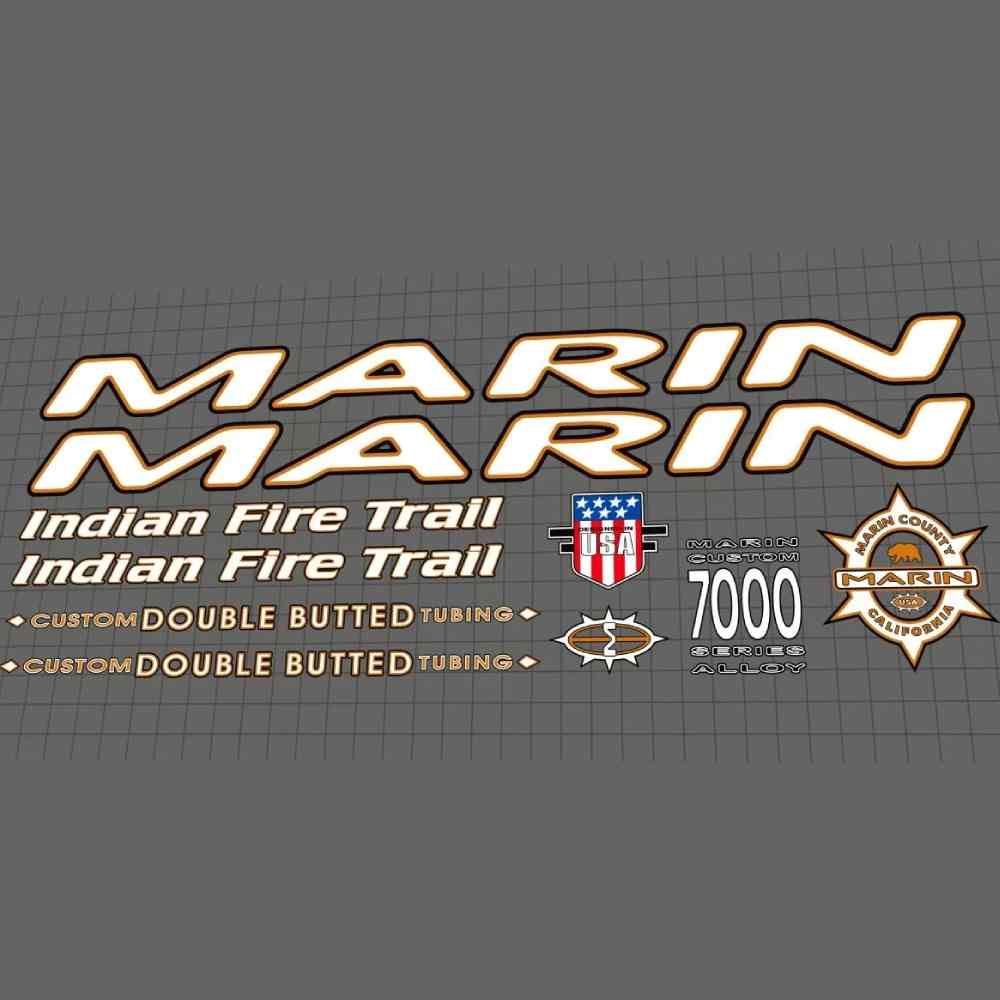 MARIN(マリン)INDIAN FIRE TRAIL(インディアンファイヤートレイル)フレームステッカーセット(1997/ホワイト/ゴールド)