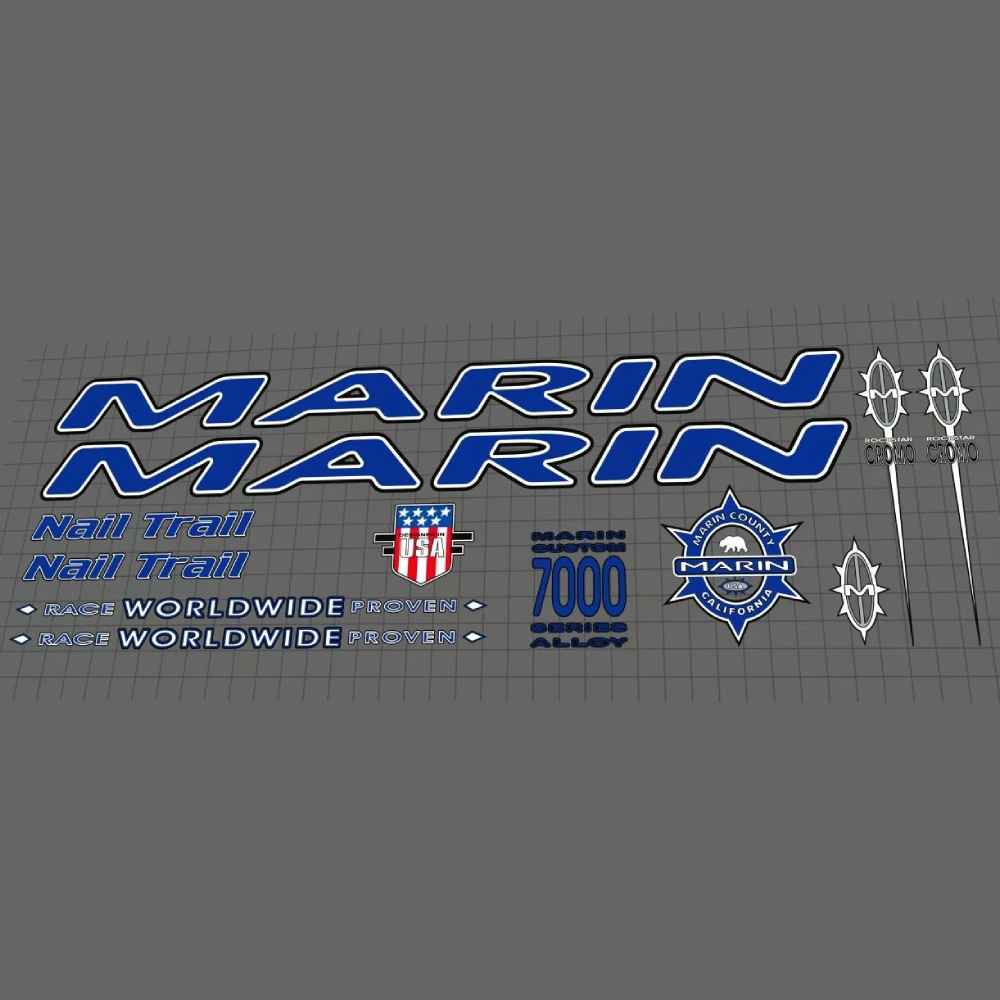 MARIN(マリン)Nail Trail(ネイルトレール)フレームステッカーセット(1997/ブルー/ホワイト)