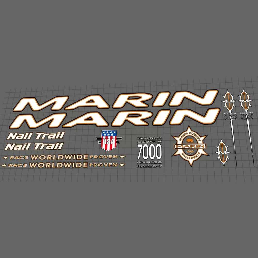 MARIN(マリン)Nail Trail(ネイルトレール)フレームステッカーセット(1997/ホワイト/ゴールド)