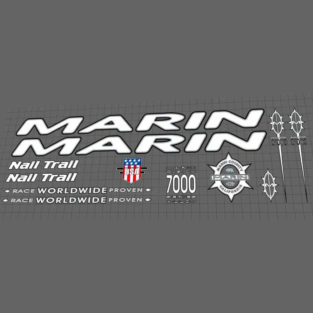 MARIN(マリン)Nail Trail(ネイルトレール)フレームステッカーセット(1997/ホワイト/シルバー)
