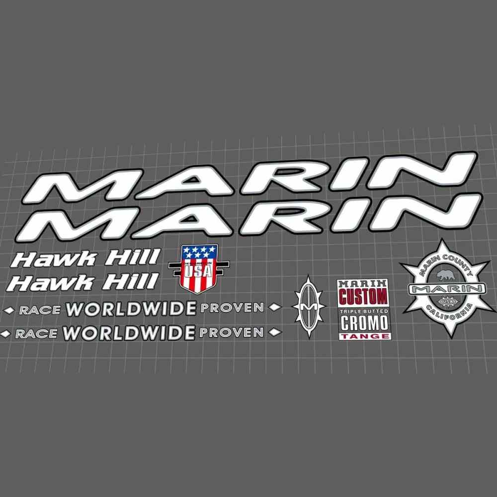 MARIN(マリン)Hawk Hill(ホークヒル)フレームステッカーセット(1997/ホワイト/シルバー)