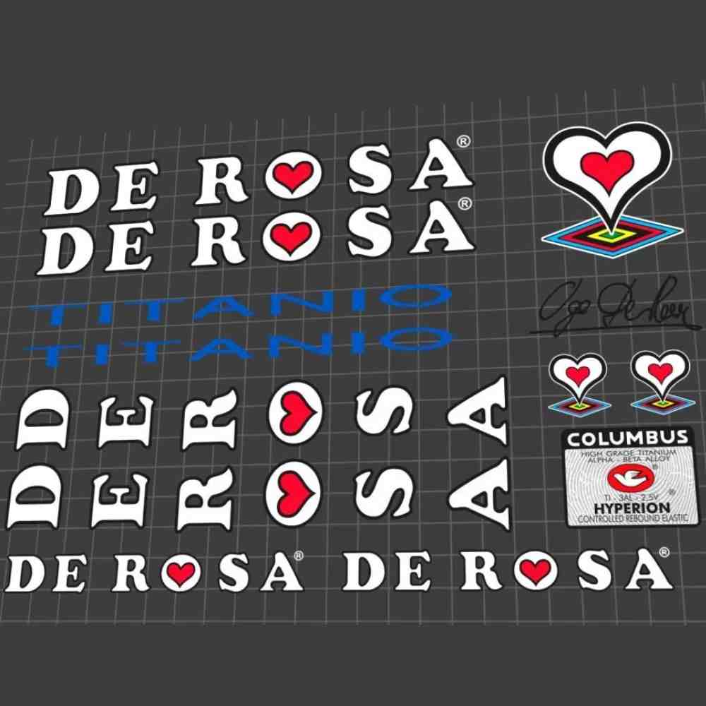 DE ROSA(デローザ)TITANIO(チタニオ)フレームステッカーセット(1994/ホワイト/ブラックアウトライン)