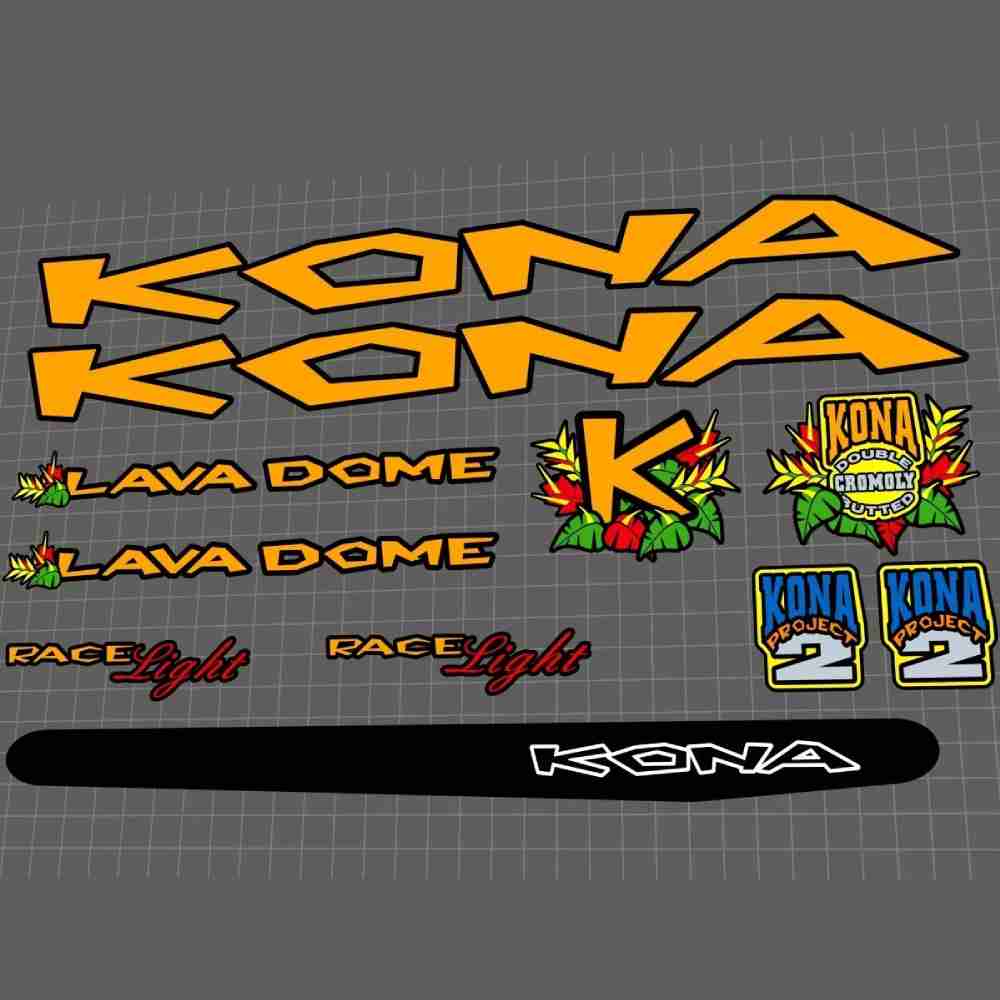 KONA(コナ)LAVA DOME(ラヴァドーム)フレームステッカーセット(1997/オレンジ/ブラックアウトライン)