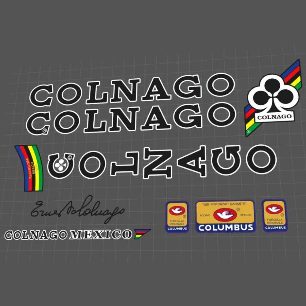 COLNAGO(コルナゴ)NUOVO MEXICO(ヌーボメキシコ)フレームステッカーセット(1980年台/ブラック/ホワイトアウトライン)