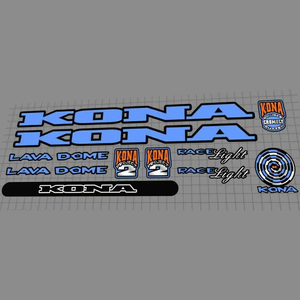 KONA(コナ)LAVA DOME(ラヴァドーム)フレームステッカーセット(1996/ブルー/ブラックアウトライン)