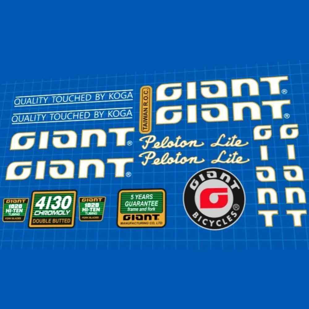 GIANT(ジャイアント)Peloton Lite(プロトンライト)フレームステッカーセット(1980/ホワイト/ゴールドアウトライン)