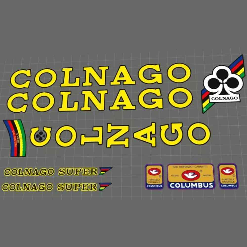 COLNAGO(コルナゴ)SUPER(スーパー)フレームステッカーセット(1979/イエロー/ブラックアウトライン)