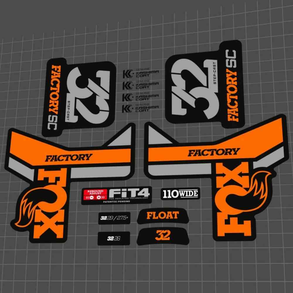 FOX FACTORY(フォックスファクトリー)32フロントサスペンションフォークステッカーセット(2018/オレンジ/グレー)
