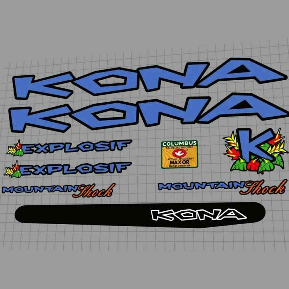 KONA(コナ)EXPLOSIF(エクスプロシフ)フレームステッカーセット(1997/ブルー/ブラックアウトライン)