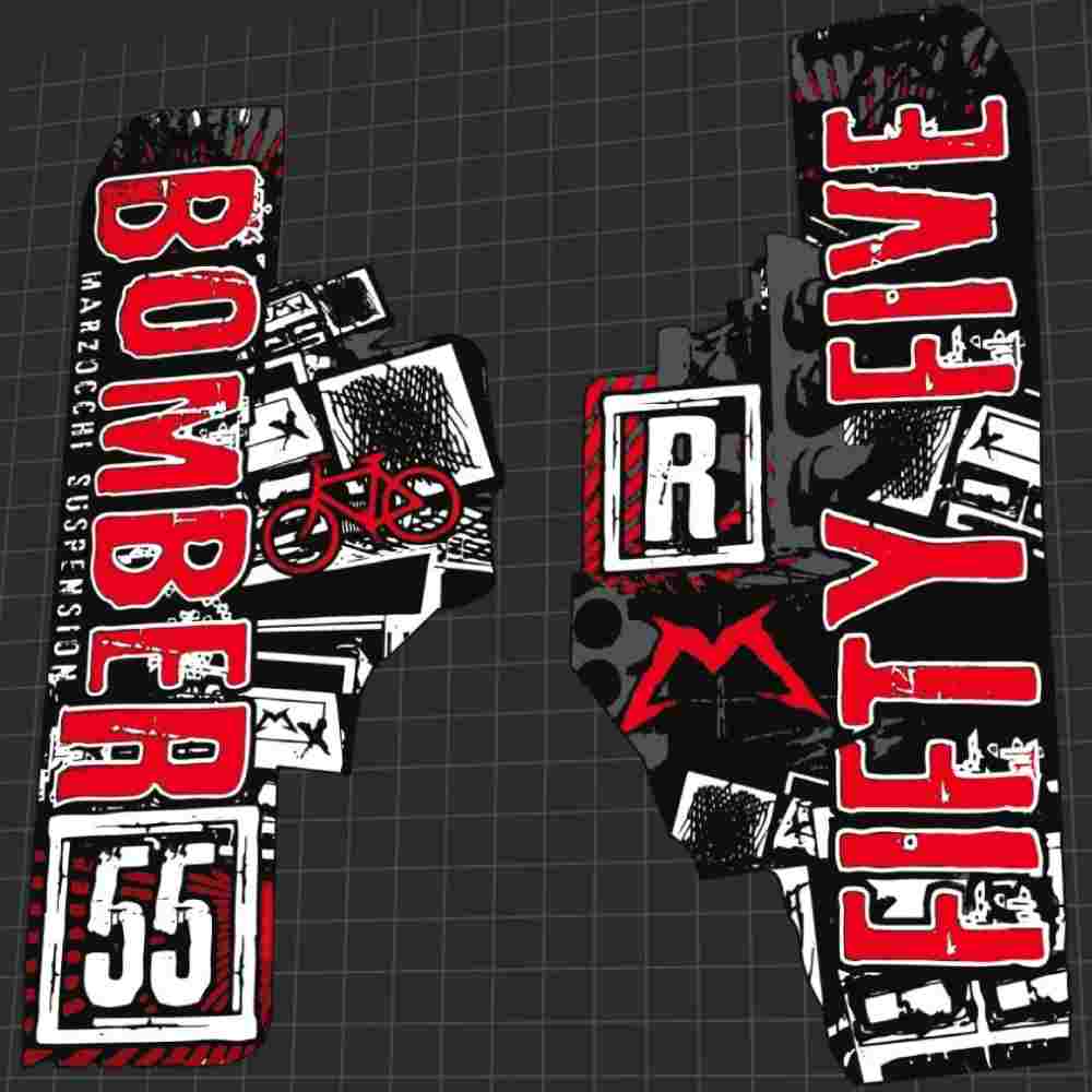 MARZOCCHI(マルゾッキ)BOMBER(ボンバー)55-Rフロントサスペンションフォークステッカーセット(2009)