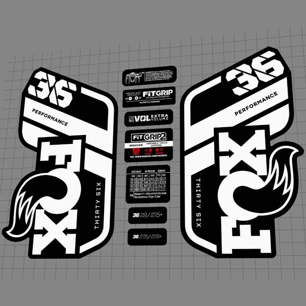 FOX(フォックス)PERFORMANCE(パフォーマンス)36フロントサスペンションフォークステッカーセット(2021/ホワイト)