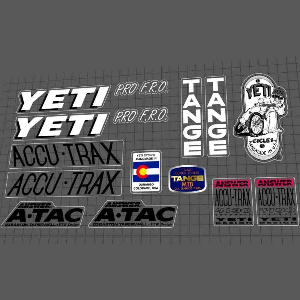 YETI(イエティ)PRO F.R.O.(プロエフアールオー)フレームステッカーセット(1993)
