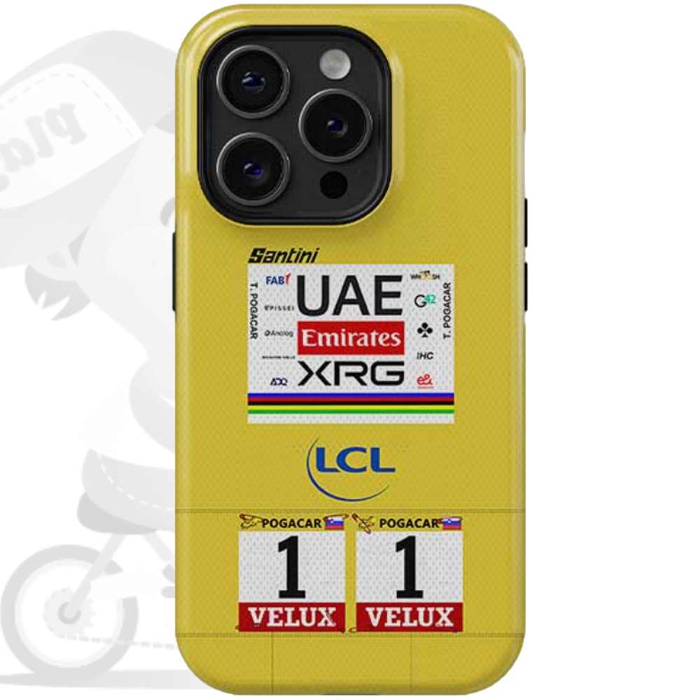 UAE TEAM EMIRATES(ユーエーイー チームエミレーツ)TADEJ POGACAR(タデイ ポガチャル)Tour de France(ツールドフランス)Maillot Jaune(マイヨジョーヌ)iPhoneケース(2025)