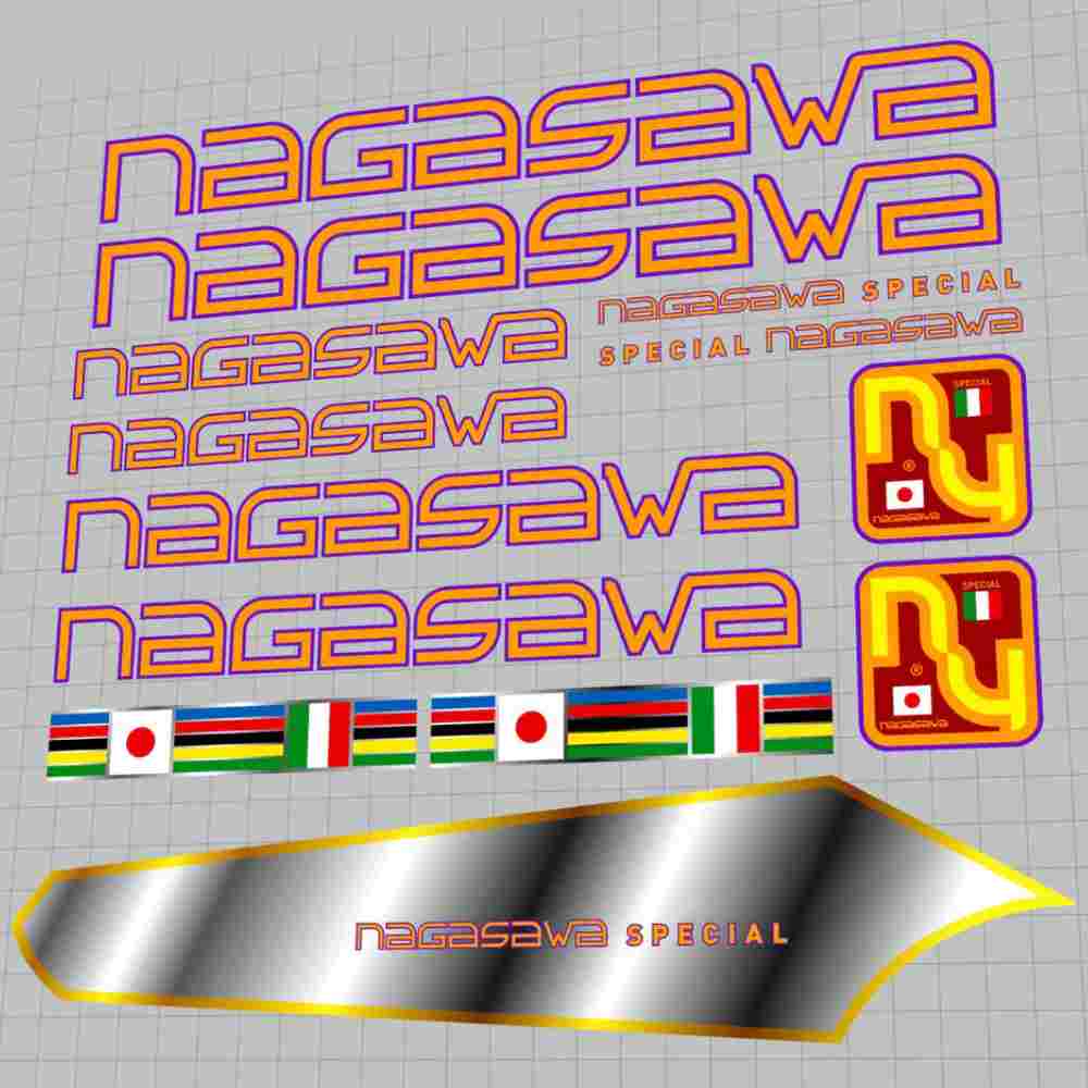 NAGASAWA(ナガサワ)SPECIAL(スペシャル)フレームステッカーセット(Ocher/Purple Outline)