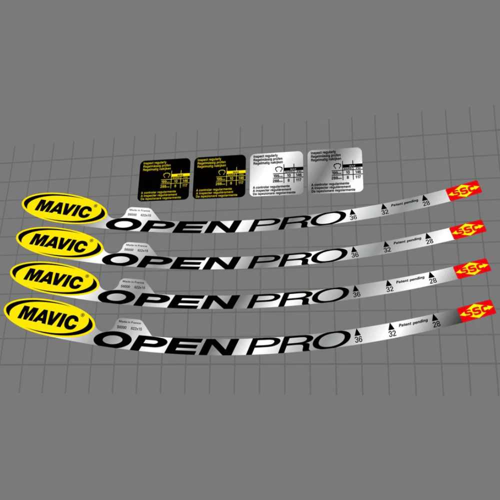 MAVIC(マヴィック)OPEN PRO(オープンプロ)SSCリムステッカーセット(2000/クローム/ブラック)