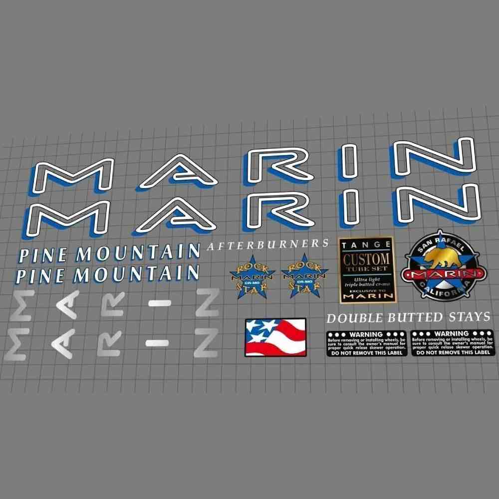 MARIN(マリン)PINE MOUNTAIN(パインマウンテン)フレームステッカーセット(1995/ホワイトアウトライン)