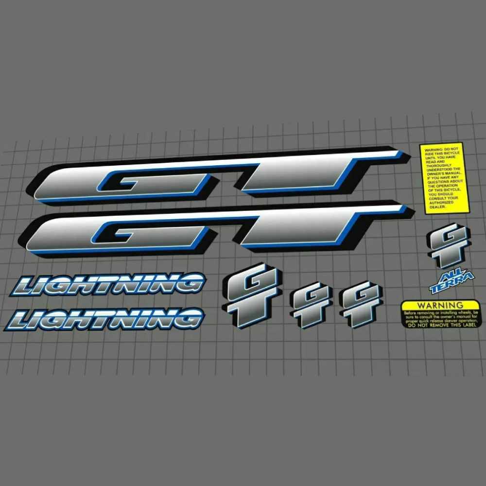 GT(ジーティー)LIGHTNING TITANIUM(ライトニングチタニウム)フレームステッカーセット(1997)