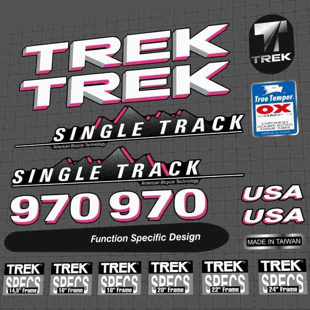TREK(トレック)970 SINGLE TRACK(シングルトラック)フレームステッカーセット(1991)