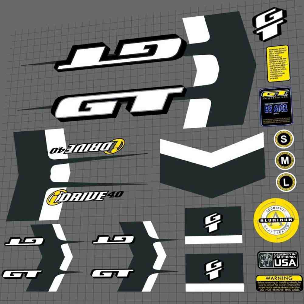 GT(ジーティ)i DRIVE(アイドライブ)4.0フレームステッカーセット(イエローフレーム用/2001)