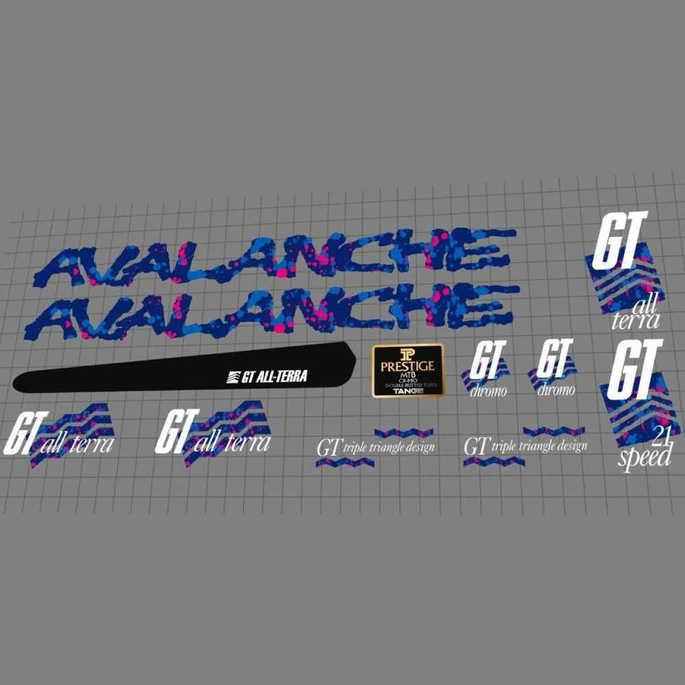 GT(ジーティー)AVALANCHE(アバランチェ)フレームステッカーセット(1989/グリーンフレーム用)