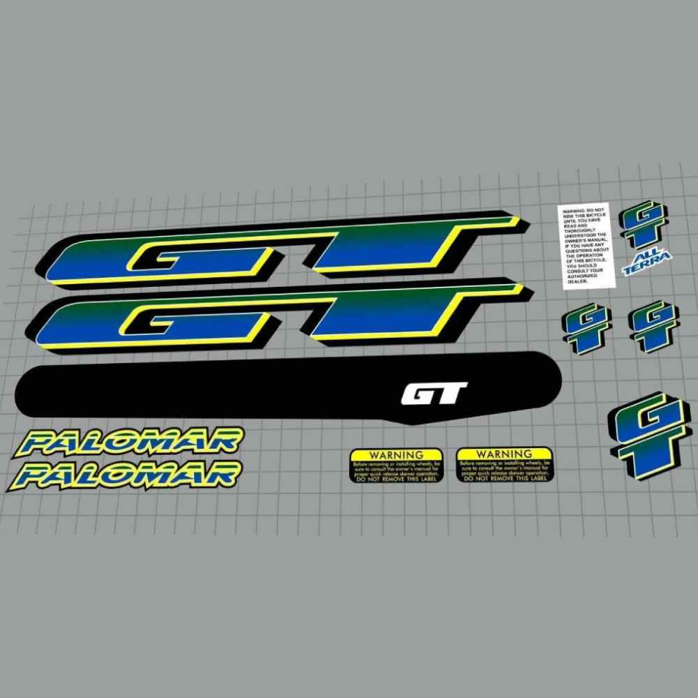 GT(ジーティー)PALOMAR(パロマー)フレームステッカーセット(1997/ブルー)