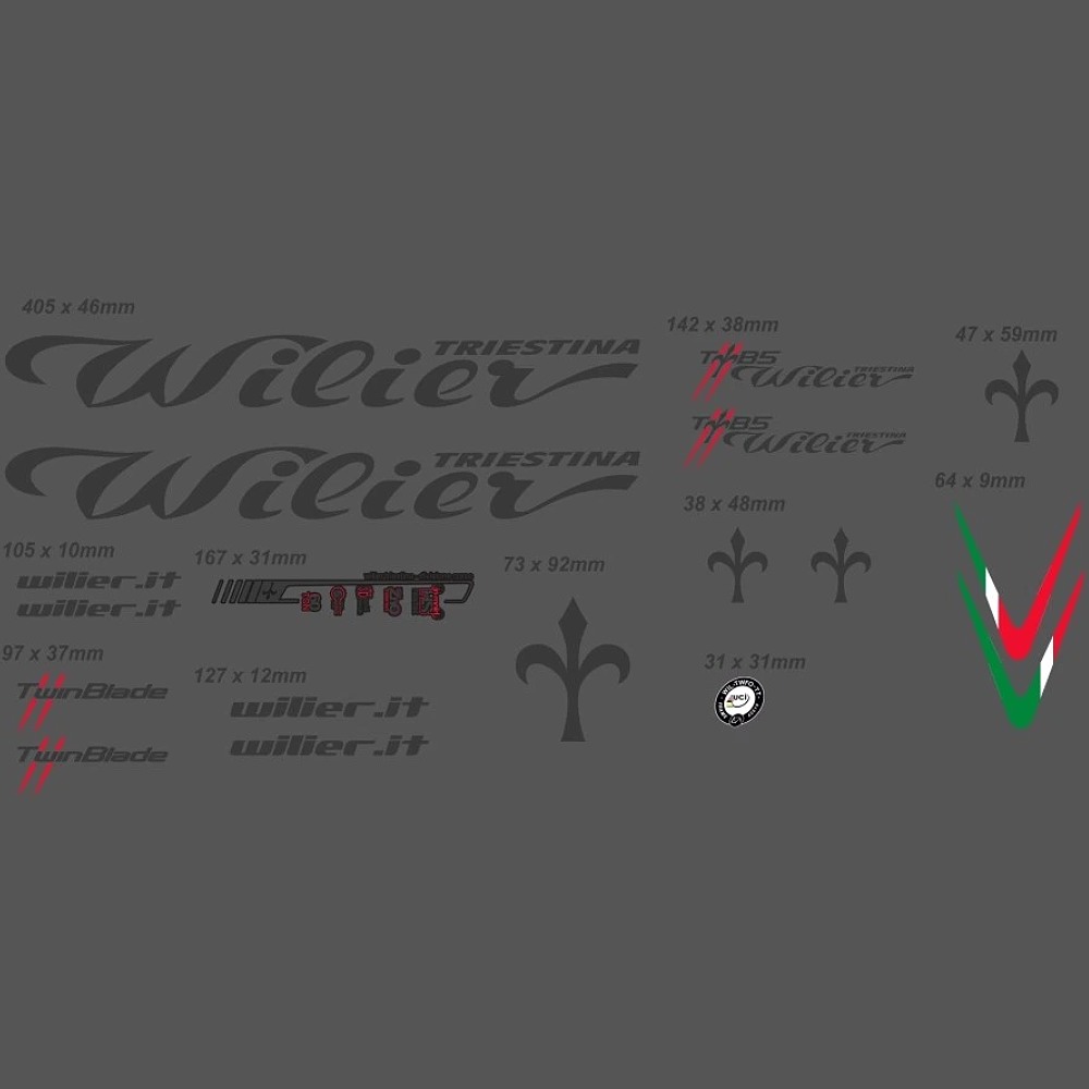 Wilier TRIESTINA(ウィリエールトリエスティーナ)BLADE II(ブレードツー)フレームステッカーセット(Metallic Gray(メタリックグレー))